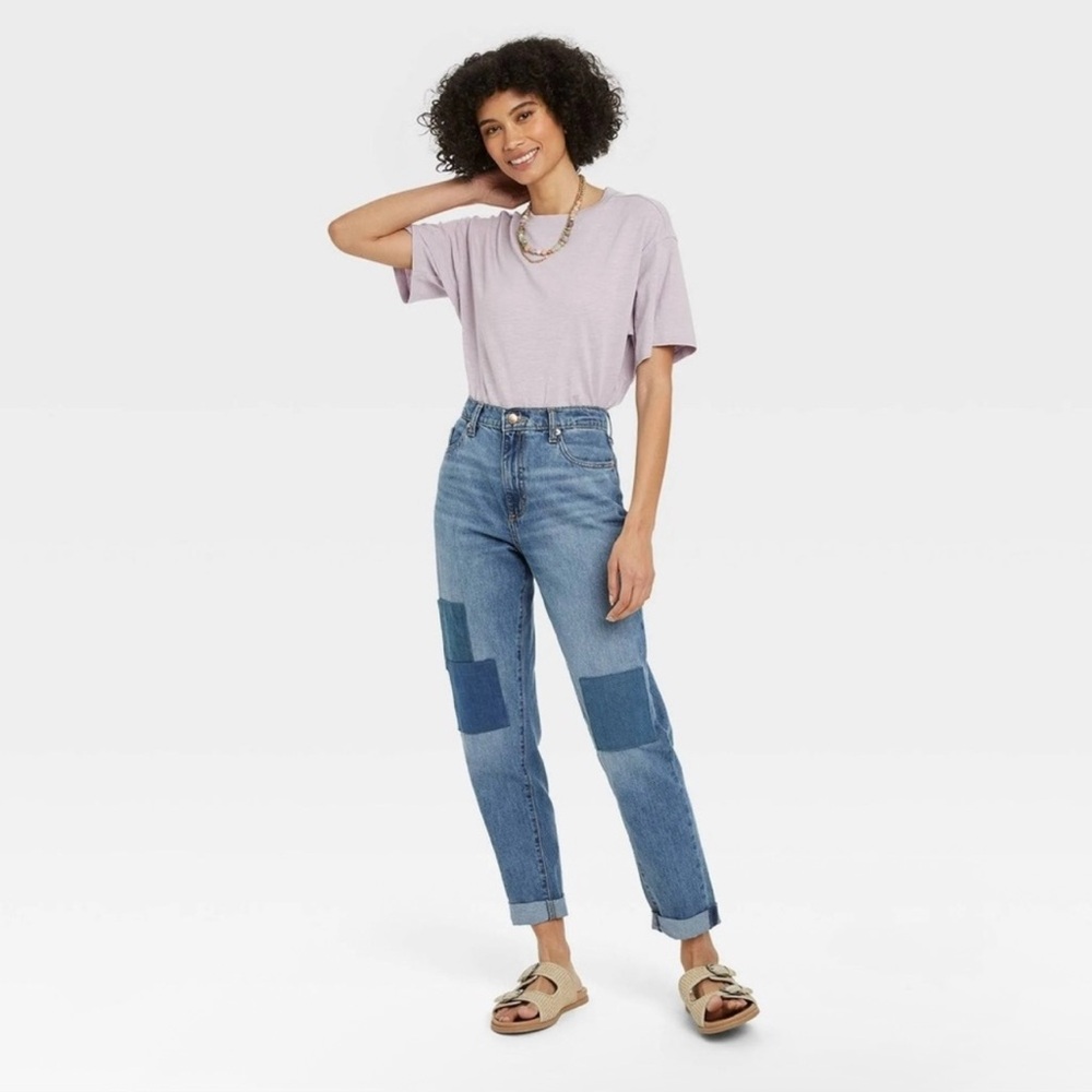 Universal Thread High-Rise Patchwork Boyfriend Jeans size 14/32 NWT